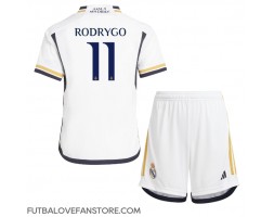 Real Madrid Rodrygo Goes #11 Domáci Detský futbalový dres 2023-24 Krátky Rukáv (+ trenírky)